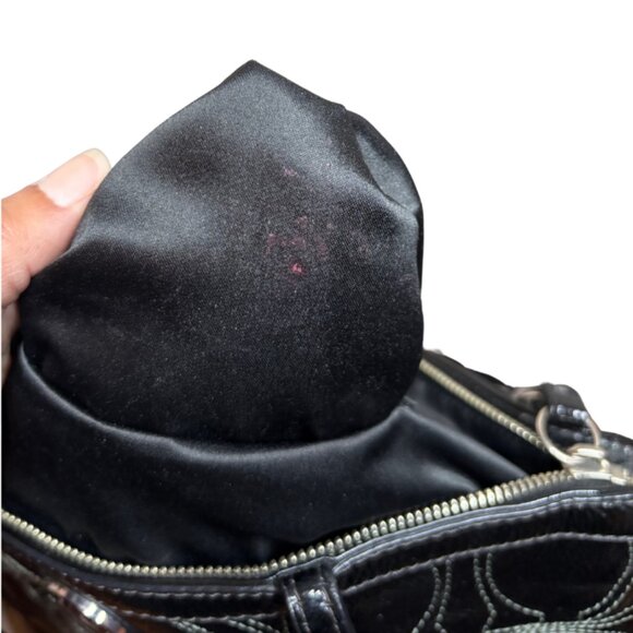 Coach Large Signature Black Patent Leather Shoulder Handbag - Picture 10 of 10